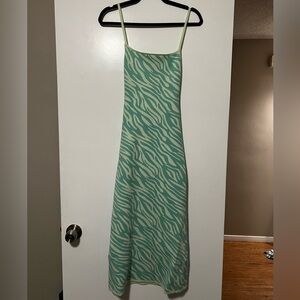 Zara Green and White Midi Dress